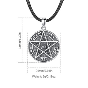 Collana con Pendente a Stella a Cinque Punte in Argento Sterling 925, Design Vintage Pentagramma di Salomone per Uomo - Product Image 2