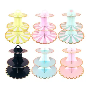 Hot Selling 3 Tier Paper Cupcake Stand for Wedding Birthday Party Decoration Cake Dessert Display Stands