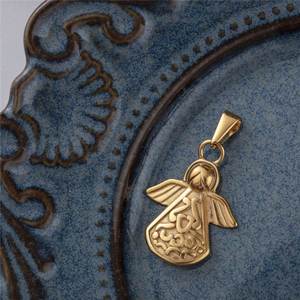 Pendentif breloque personnalisé en acier inoxydable, ange gardien priant, breloques bébé pour femmes - Product Image 4
