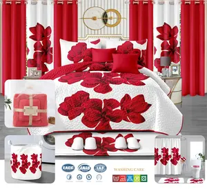 Hot selling bedding sets with matching curtains 24 pc king size comforter sets bedding luxury with curtains