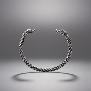 สร้อยข้อมือสแตนเลสสตีล ลายหัวมังกร สร้อยข้อมือสไตล์ไวกิ้งสำหรับผู้ชาย แข็งแรง ทนทาน ย้อนยุค คุณภาพสูง เครื่องประดับโลหะหนักสไตล์วินเทจ - Product Image 1