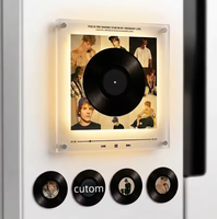 Kit DIY OEM de décoration lumineuse de nuit avec haut-parleur audio pour disque vinyle remplaçable, disque rotatif NFC en acrylique vierge et aimant de réfrigérateur