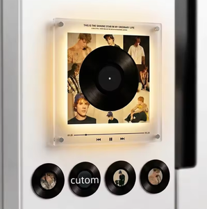 Altavoz de Vinilo NFC, Disco Giratorio Acrílico en Blanco, Reproductor de Música, Imán para Refrigerador NFC, DIY OEM - Product Image 1