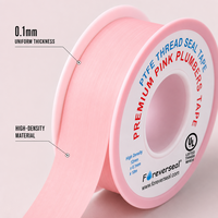 Ruban d'étanchéité en PTFE rose certifié UL, 12 mm x 0,1 mm x 10 m, ruban de plombier haute densité pour applications industrielles et plomberie