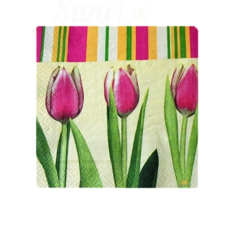 Персонализированные дизайнерские розовые тюльпаны привлекательные салфетки для вечеринок