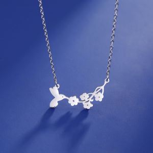 Collana in Acciaio Inossidabile con Ciondolo a Forma di Uccello e Fiore Myshape, Regalo Anniversario Romantico e Fantasioso, Gioiello per Uomo e Donna - Product Image 4