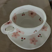 Tasses en céramique faites à la main cerise ours tasse en céramique faite à la main après-midi thé Cupsets tasse petite avec poignée