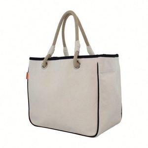 Sac de shopping en toile de coton personnalisé avec logo 18 oz avec fermeture éclair - Product Image 2