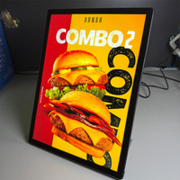 Boîte à lumière LED ultra-mince A4, cadre en aluminium, verre trempé, cadre à changement rapide pour affiches, affichage publicitaire DC12V