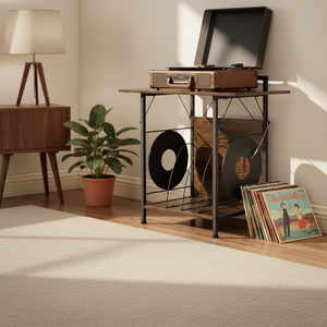 Meuble de rangement pour <span class=keywords><strong>tourne</strong></span>-<span class=keywords><strong>disque</strong></span>, organisateur de vinyles pour 200 albums, support de platine, étagère de présentation, modèle non pliable - Product Image 5