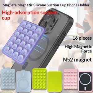 Silicone Suction Cup Phone <b>Bracket</b>, Magnetic & Adhesive Phone Mount for Selfies & Hands-Free Use Crystal Clear Silicone Phone - Product Image 4