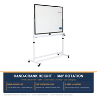 Tableau blanc mobile à cadre en aluminium pour l'école avec rotation à 360° °   Tableau blanc magnétique rotatif sur pied à 4 roues, personnalisé, pour marqueurs secs