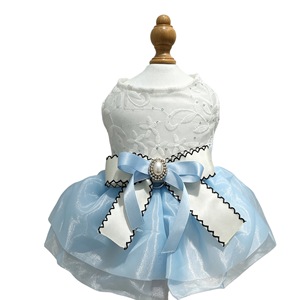 Pet Dog And Cat Clothes Blue <b>White</b> <b>Lace</b> Tulle Skirt Embroidered Princess Style Dress For Small Dogs Puppies - Product Image 5