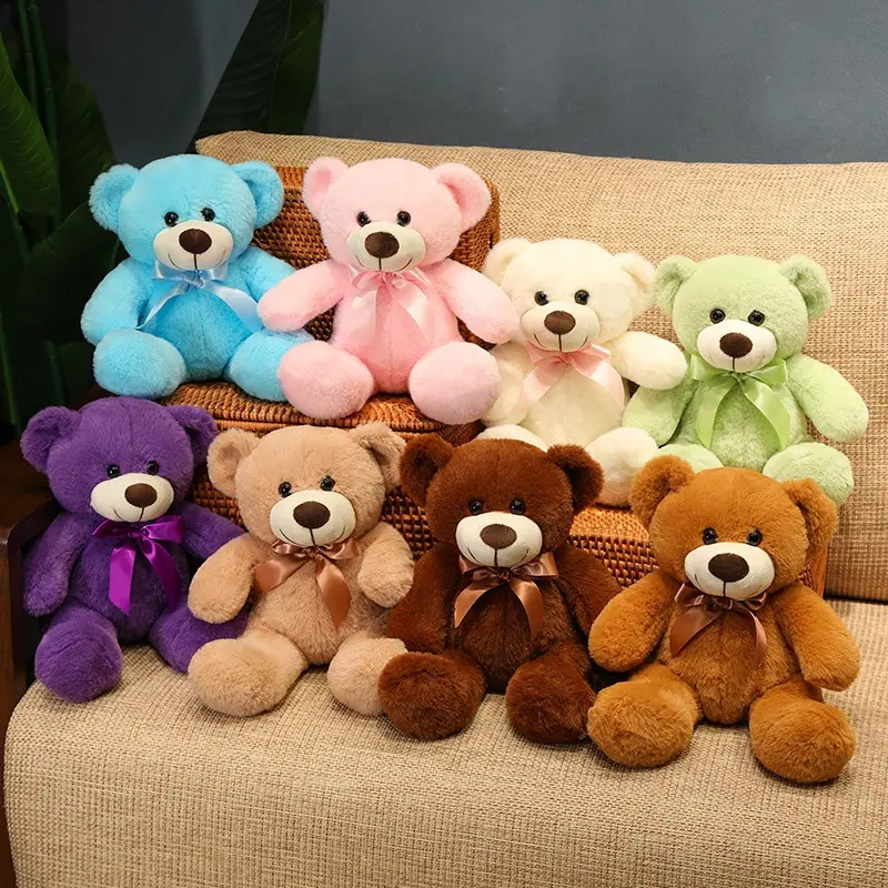 Promotional Wholesale Custom 14" Multi Colors Fluffy Cute Stuffed Teddy Bear Plush Toys Kids Boys Girls Gifts
