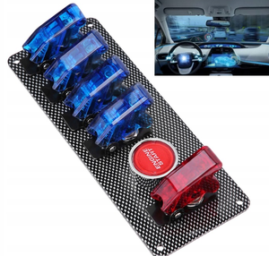 12V Racing Switch Panel with LED Toggle Switches & Engine Start <b>Push</b> Button Carbon Fiber Control Panel for Race <b>Car</b>, Truck, RV - Product Image 2