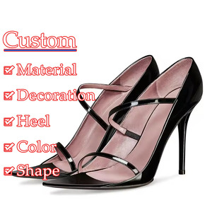 Chaussures habillées à talons hauts pour femmes matures sexy, logo personnalisé, couleur vert néon noir, grande taille 13, escarpins à bout pointu, sandales - Product Image 2