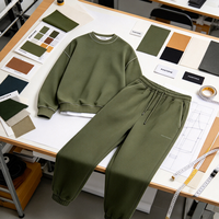 Ensemble de survêtement vintage personnalisé pour homme, col rond, en molleton épais, 2 pièces, sweat-shirt oversize et pantalon de jogging