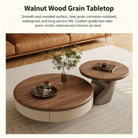 Table basse moderne en métal durable de style européen et américain, plateau en acier inoxydable, rangement, couleur noyer, meubles de salon