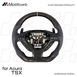 Volant personnalisé en fibre de carbone avec poignées en cuir perforé pour Acura TSX Sedan Sport Wagon 2009-2016 - Product Image 2