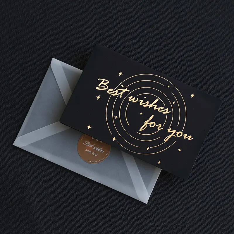 Black Card Hot Envelopes Stamping Blank Letterhead Birthday Wedding Card Business Invitation Letter Luxury Customized Logo