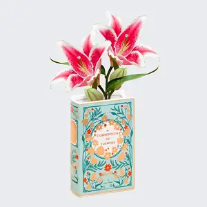 Style nordique en céramique livre fleur vase décor à la maison en gros logo personnalisé motif floral livre vases