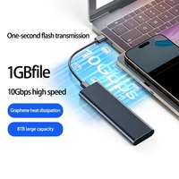 صندوق تخزين محمول سريع ونحيف USB3.2 عالي السرعة 10 جيجابت/ثانية بروتوكول M2 NVMe سعة 200-400 جيجابايت بسرعة قراءة 401-500 ميجابايت/ثانية للكمبيوتر المكتبي
