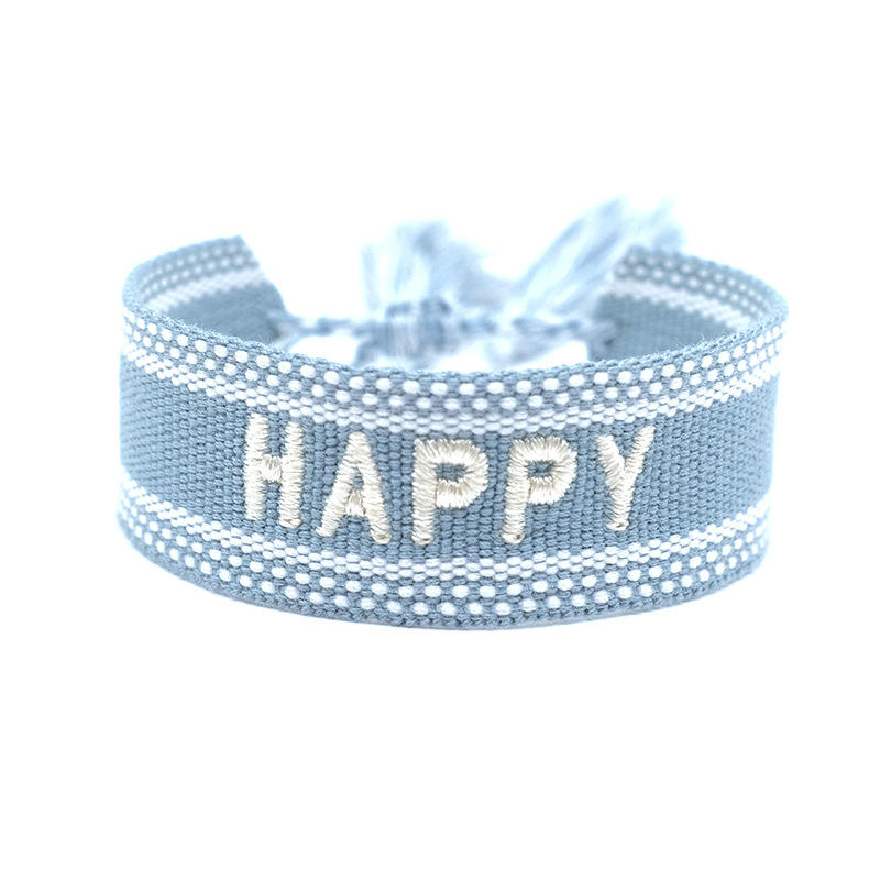 Valentine's Day Couple Bracelet Multi-colors Bohemian Adjustable Embroidery  Letters HAPPY DREAM Woven Friendship Bracelet