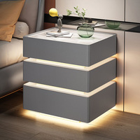 Vente flash : Table de chevet intelligente avec haut-parleur Bluetooth, charge sans fil, rangement de type suspension, luxe, avec serrure
