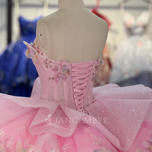 <span class=keywords><strong>Robe</strong></span> de Quinceanera pour <span class=keywords><strong>adulte</strong></span> <span class=keywords><strong>robe</strong></span> dos nu traînant 3D fleur décalcomanie grand ourlet <span class=keywords><strong>robe</strong></span> de <span class=keywords><strong>princesse</strong></span> douce Dy6878 - Product Image 2