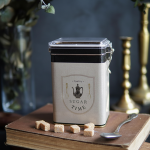 Vintage Café-Inspired <b>Linen</b> Texture Design Metal Storage Tin 75 x 100 x 150 mm Wire Clasp Transparent Lid Metal <b>Baskets</b> - Product Image 3