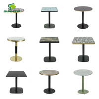 Tablero de Mesa Multimaterial de Piedra Sinterizada, Terrazo, HPL, Madera, para Interiores y Exteriores, Superficie de Mesa de Comedor, Formas Personalizadas