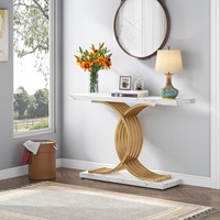 Table console en bois massif moderne et simple, étroite, avec finition métallique, pour la décoration de la maison, l'entrée de l'hôtel, le couloir, l'accès