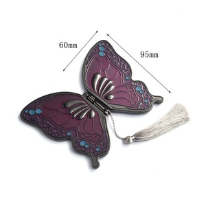 Butterfly Women Beauty Soft Enamel Creative Decorative Hand Held Mirror With Tassel - Product Image 5