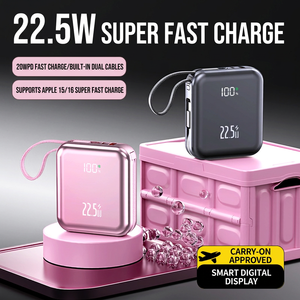 พาวเวอร์แบงค์พกพา 22.5W ชาร์จเร็ว พร้อมสายชาร์จคู่ สำหรับ iPhone และอุปกรณ์ Android - Product Image 3