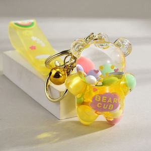 Luxury Sweet Cute Bear Cartoon Lazy Liquid <b>Key</b> <b>Chain</b> Shape <b>Key</b> <b>Chain</b> Acrylic Liquid Bear <b>Key</b> <b>Chain</b> - Product Image 5