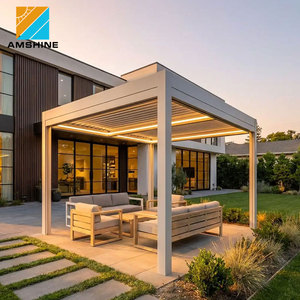 Custom Pergola Aluminium Outdoor Motorized Electric Windproof LED <strong>Light</strong> Louver Roof Pergola Garden <strong>Gazebo</strong> <strong>for</strong> Commercial - Product Image 5