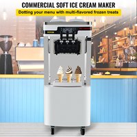Machine à crème glacée professionnelle de haute précision certifiée CE, 2+1 saveurs, machine à glace molle 2450W, pour yaourt glacé, fruits et noix