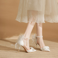 Vrouwen Hoge Hakken Pumps Dame Sexy Bruiloft Bruids Dunne Hoge Hakken Abrikoos Solide Feest Prom Valentijn Kantoor Kwaliteit Prom Schoenen
