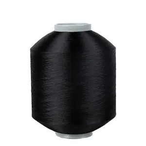 回收涂料染色颜色150D 48F长丝编织黑色纱线150d涤纶纱价格