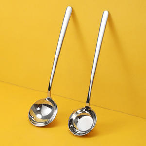Cuillère en acier inoxydable 316 à long manche, cuillère de service ronde, qualité alimentaire, bol profond, fond plat, style coréen - Product Image 3