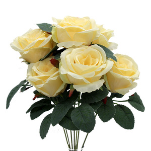 7 têtes <span class=keywords><strong>de</strong></span> roses artificielles bon marché, tissu décoratif, fausses fleurs, pour drôle, pour la maison - Product Image 3