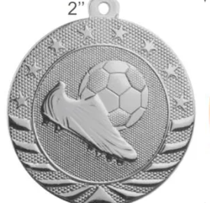 Médailles de football modernes en <span class=keywords><strong>bronze</strong></span> plaqué or 2''/1 <span class=keywords><strong>3</strong></span>/4''/2 1/4'' gravées, sérigraphiées, avec rubans 3D rouge, blanc, bleu - Product Image 2