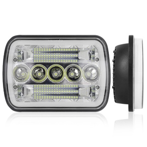 Feux avant LED super lumineux de 7 pouces, 55W, faisceau haut et bas, DRL, halo, yeux d'ange, phares carrés pour Jeep Truck - Product Image 4