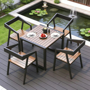 Supplier Eco-Friendly Durable <strong>Coffee</strong> Shop <strong>Garden</strong> Outdoor Dining Set Modern Metal Wood <strong>Table</strong> and Chair for Courtyard Balcony - Product Image 3