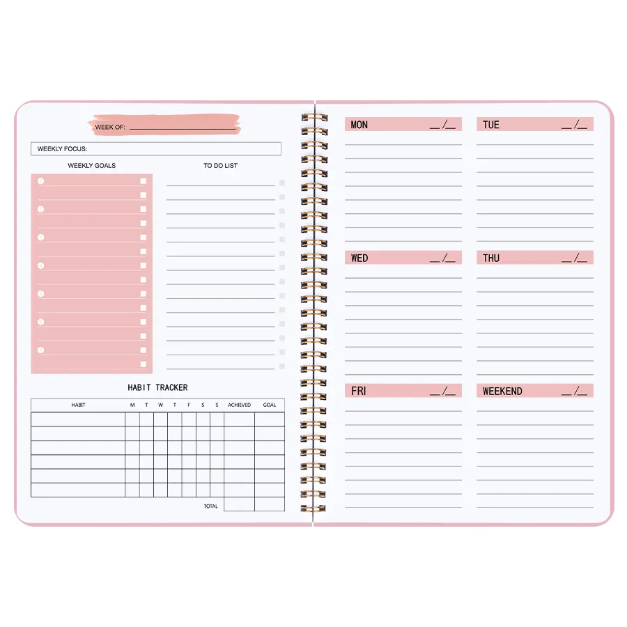 2021 A5 new Daily Academic Spiral Planner Agenda Notebook Weely Goals Habit Schedules Stationery Office