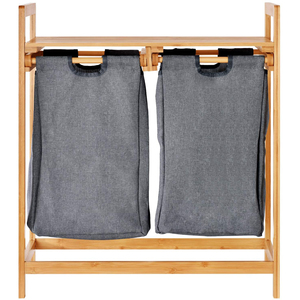 <b>Large</b> Bamboo Laundry <b>Hamper</b> with Polyester Bags Wooden Laundry Basket - Product Image 4