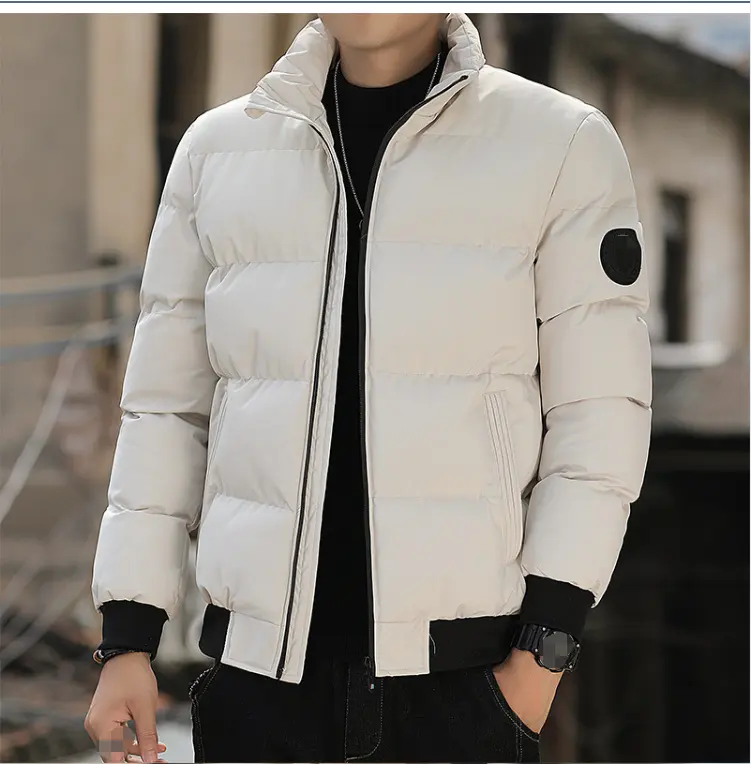 2022 men's classic winter cotton stand collar autumn winter warm leisure simple large size cotton jacket