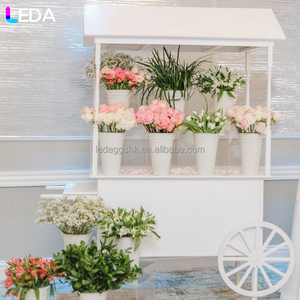 LEDA Modern Custom Wedding Party Decor &Supplies Simple Style White Acrylic <b>Candy</b> <b>Cart</b> With Wheels - Product Image 2