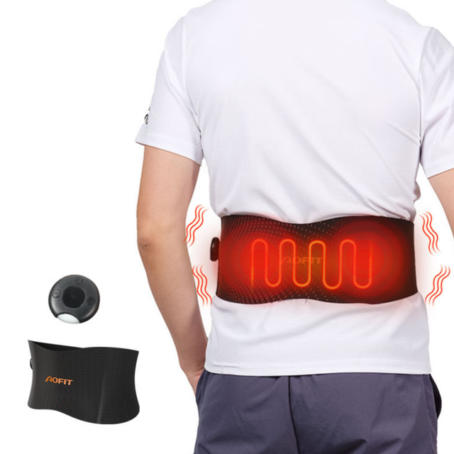 Unisex Adjustable EMS Lumbar Massager USB Rechargeable Self-Heating Breathable Intelligent Vibration Waist Support Belt