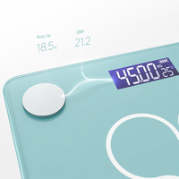 Pèse-personne intelligent Bluetooth avec écran LCD rétroéclairé en verre trempé bleu clair pour la maison et la salle de bain, suivi précis du poids, articles personnels